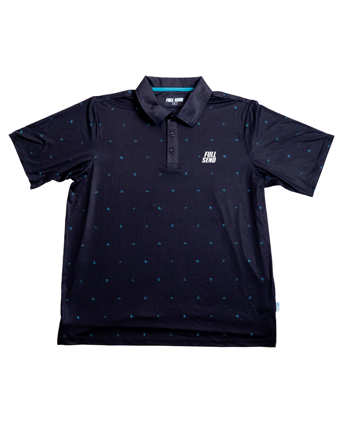 Full Send Golf Mini Party Black/Turqoise Polo