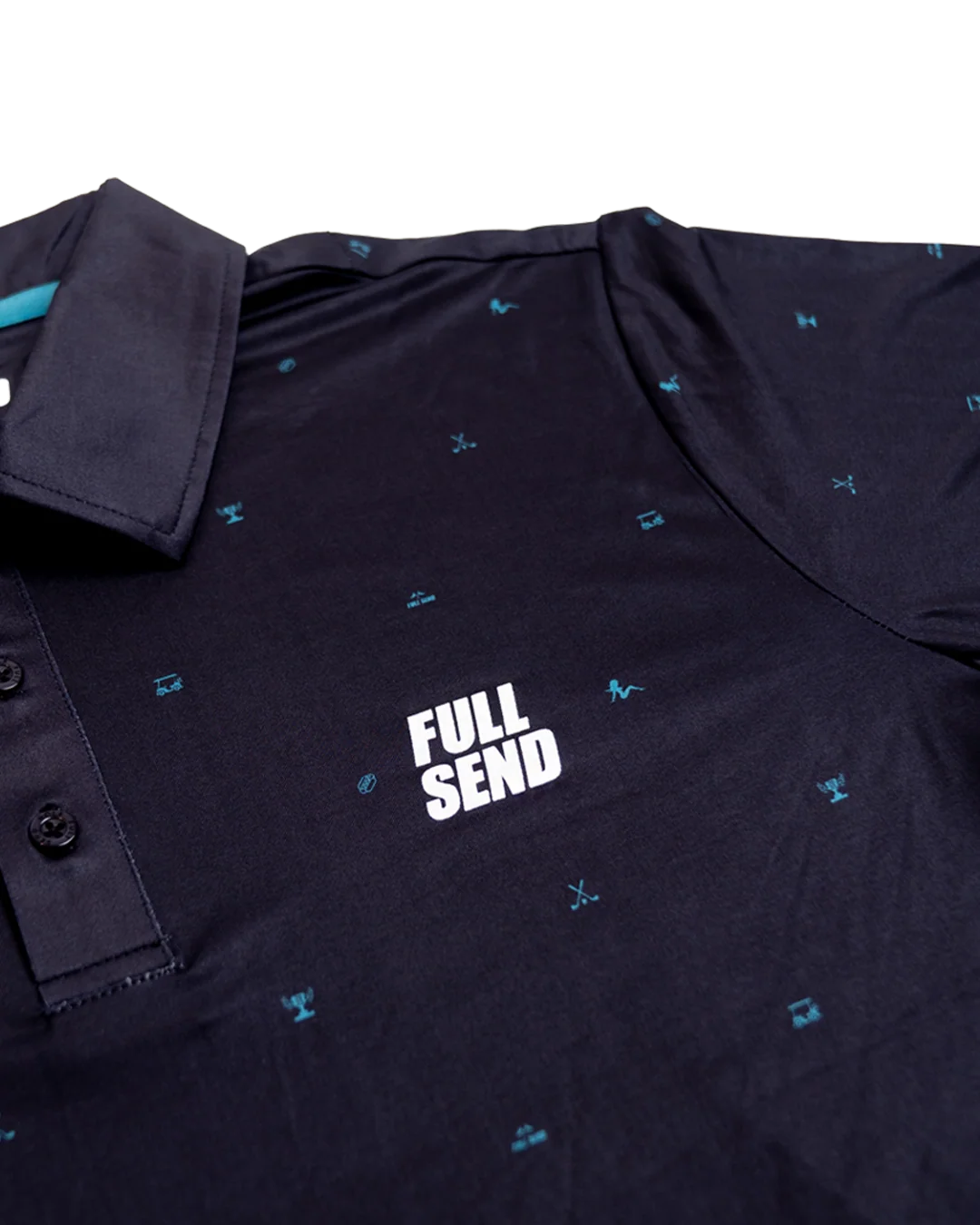 Full Send Golf Mini Party Black/Turqoise Polo - Image 2