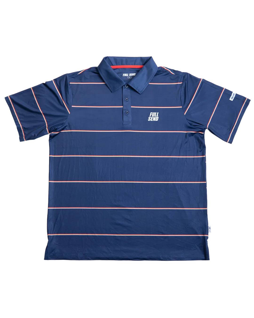 Full Send Golf Stripes Navy/Red Polo